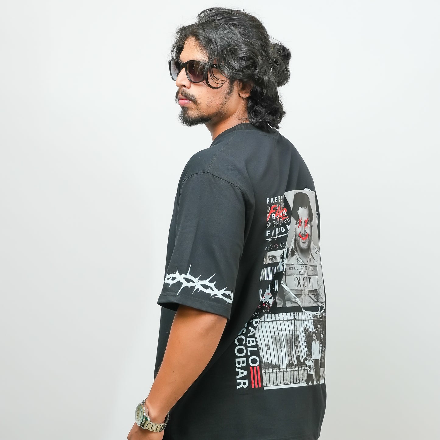 Oversized Pablo Escobar - 240 GSM Drop Shoulder Black Color Tee