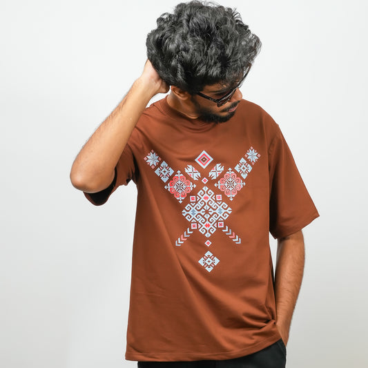 Brown Tribal - 240 GSM Drop Shoulder Unisex Tee (Graphic T-Shirt)