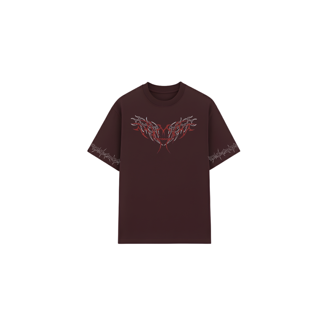 Heavyweight Brown Tribal Oversized Tee | Luxurious Drop Shoulder