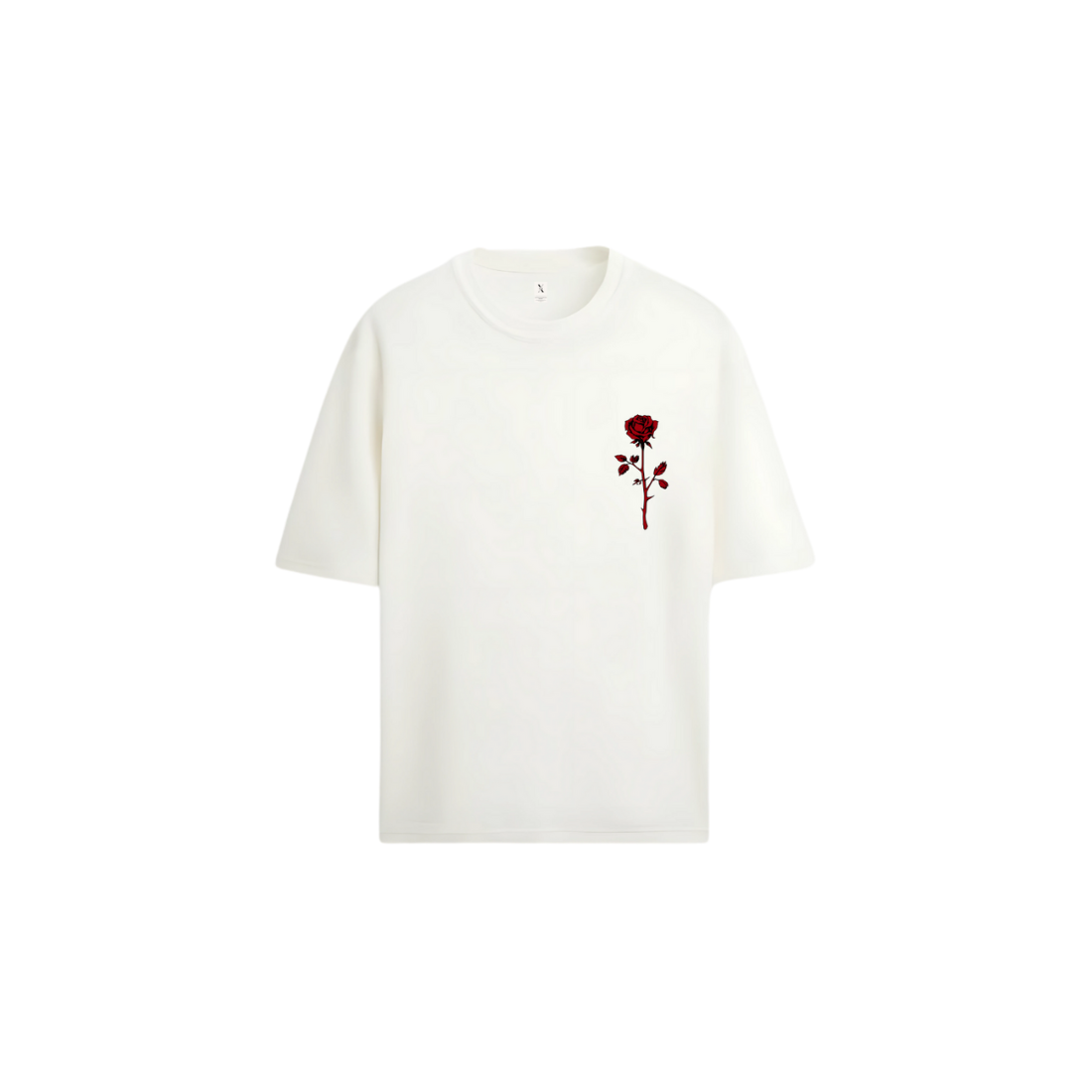 Black Rose Graphic T-Shirt - Oversized Romantic Drop Shoulder Tee