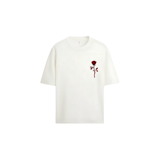 Black Rose Graphic T-Shirt - Oversized Romantic Drop Shoulder Tee