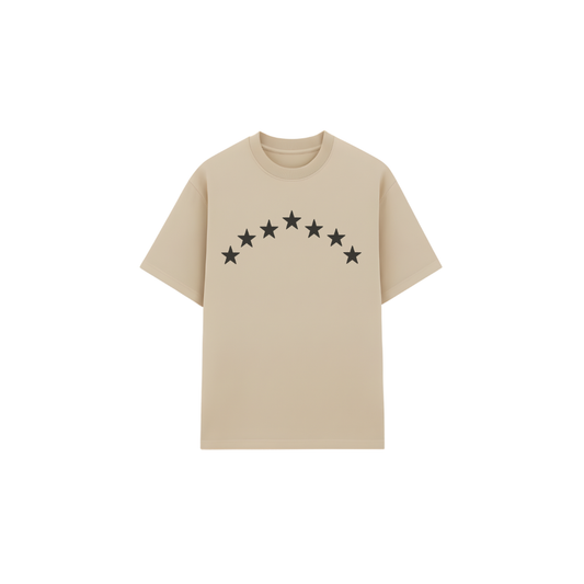 Sand Beige Minimalist T-Shirt - Oversized Custom Typography Tee