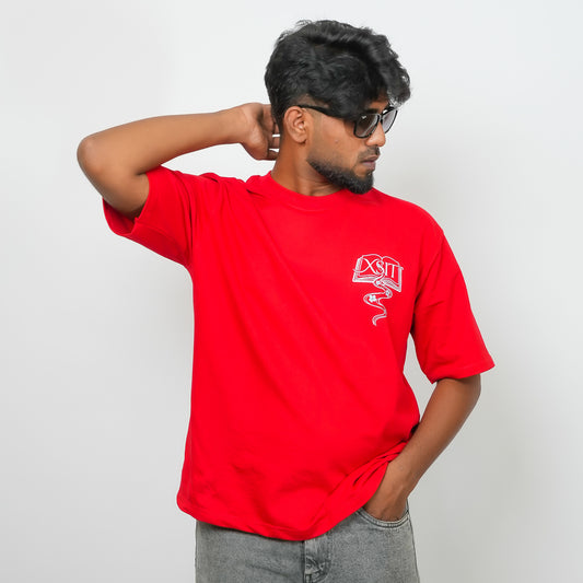 Red Floral - 240 GSM Drop Shoulder Unisex Tee (Graphic T-Shirt)