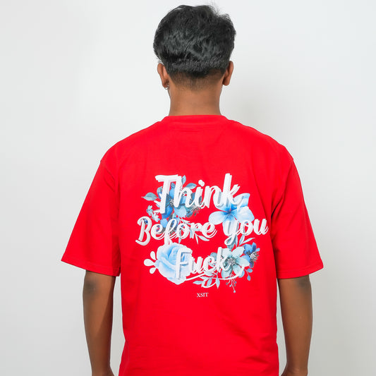 Red Floral - 240 GSM Drop Shoulder Unisex Tee (Graphic T-Shirt)