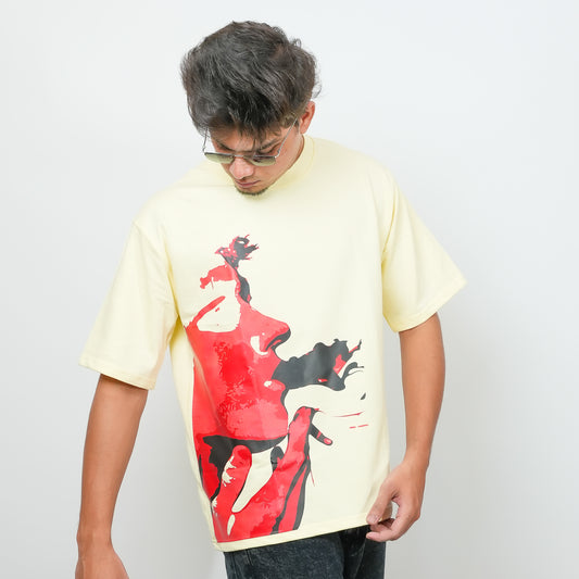 Cream Red Printed - 240 GSM Drop Shoulder Unisex Tee (Graphic T-Shirt)