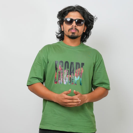 Olive Green - 240 GSM Drop Shoulder Unisex Tee (Graphic T-Shirt)