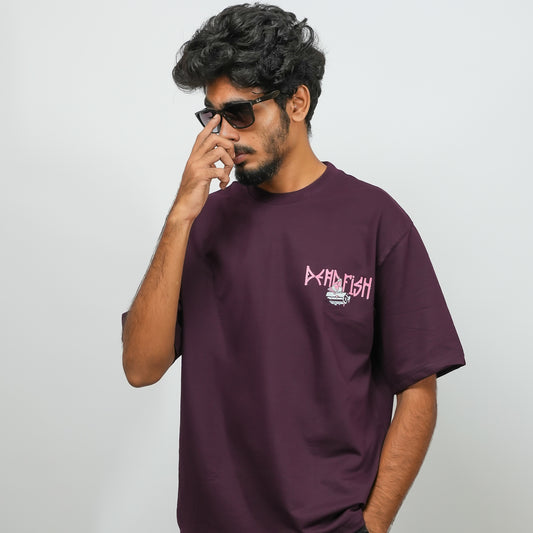 Black Printed Over Sized Drop Shoulder Tee | XSIT