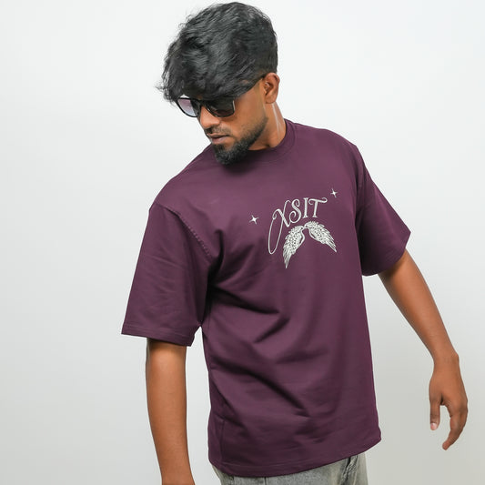 Purple Heavenly Wings  - 240 GSM Drop Shoulder Tee (Graphic T-Shirt)