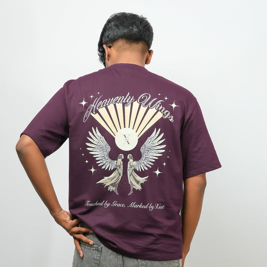 Purple Heavenly Wings  - 240 GSM Drop Shoulder Tee (Graphic T-Shirt)