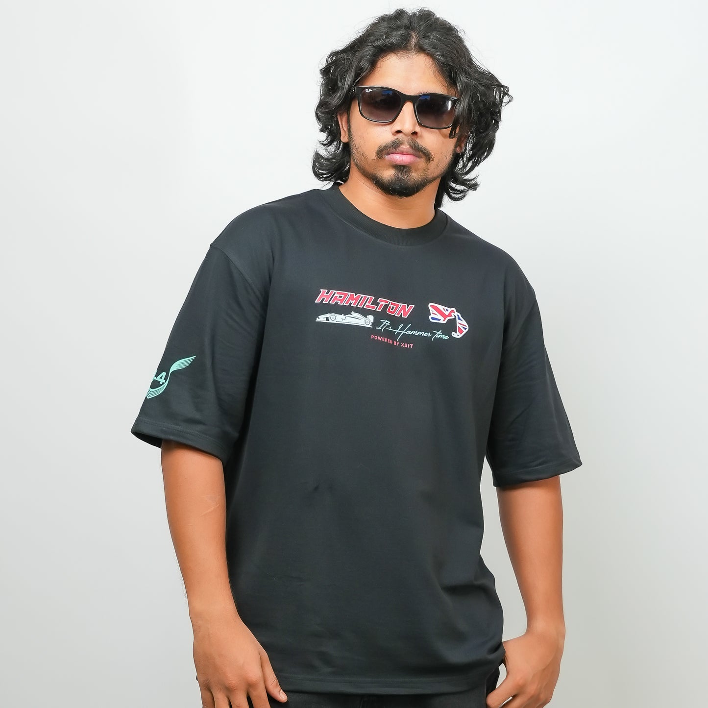 Lewis Hamilton Black  - 240 GSM Oversized Drop Shoulder Tee