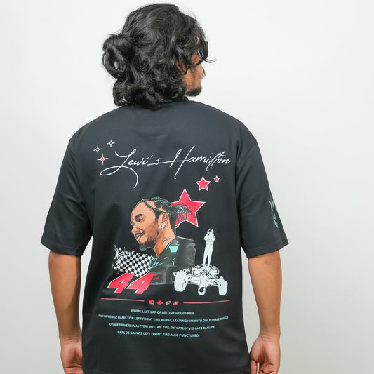 Lewis Hamilton Black  - 240 GSM Oversized Drop Shoulder Tee