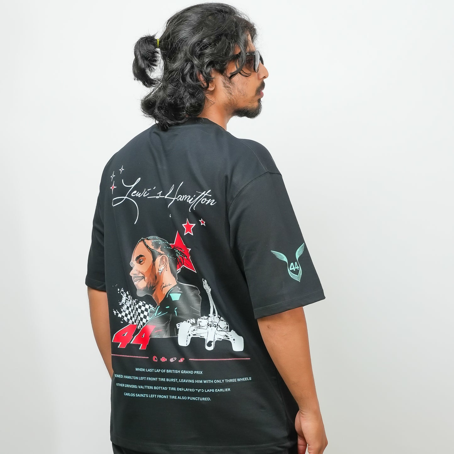 Lewis Hamilton Black  - 240 GSM Oversized Drop Shoulder Tee