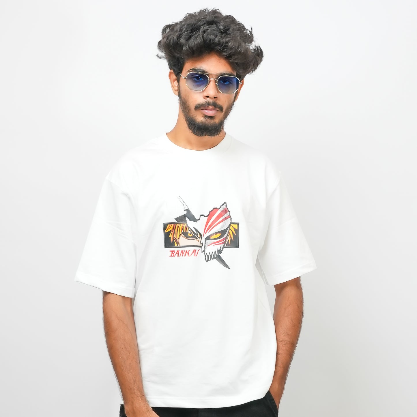 Bankai (White) - 240 GSM Oversized Drop Shoulder Fit