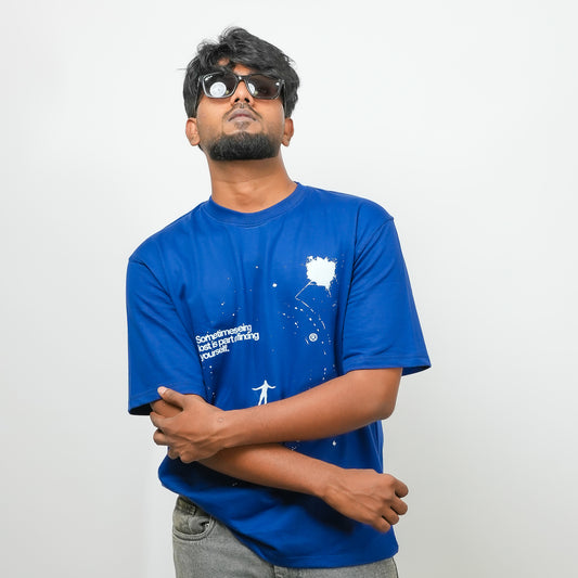 Blue Printed - 240 GSM Drop Shoulder Unisex Tee (Graphic T-Shirt)