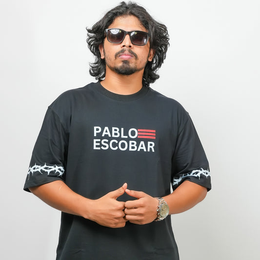 Oversized Pablo Escobar  - 240 GSM Drop Shoulder Black Color Tee