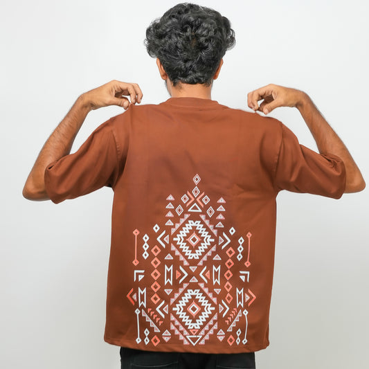 Brown Tribal  - 240 GSM Drop Shoulder Unisex Tee (Graphic T-Shirt)