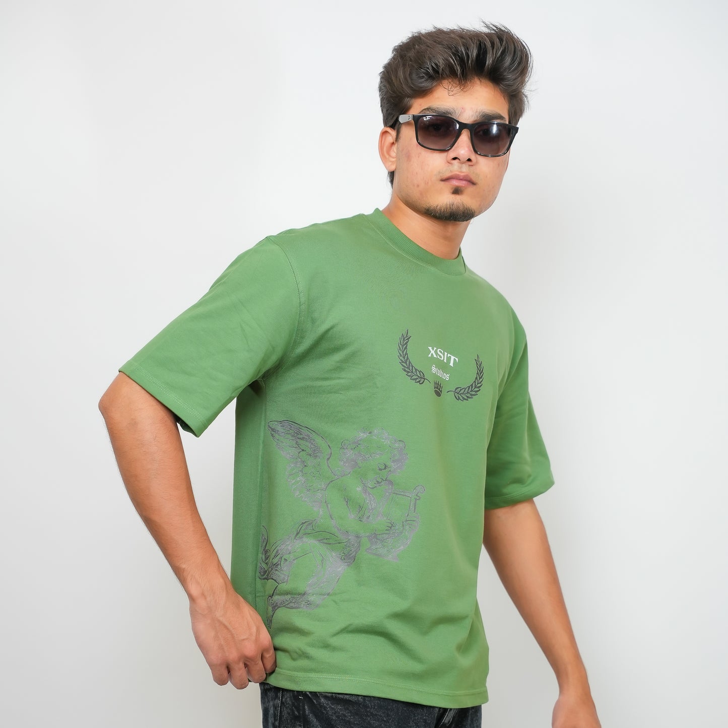 Green (Crown Collective Sage) - 240 GSM Drop Shoulder Tee (Graphic T-Shirt)