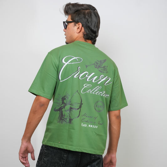 Green (Crown Collective Sage) - 240 GSM Drop Shoulder Tee (Graphic T-Shirt)