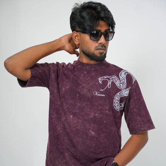 Venom Snake - 240 GSM Drop Shoulder Unisex Tee (Acid Washed)