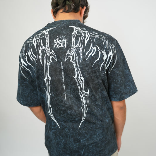 XSIT Dagger Black  - 240 GSM Drop Shoulder Unisex Tee (Acid Washed)