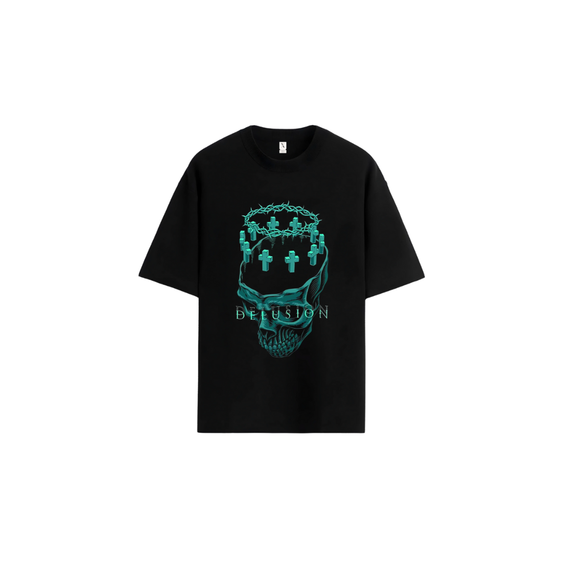 Black Grunge Typography T-Shirt - Oversized Delusion Graphic Tee