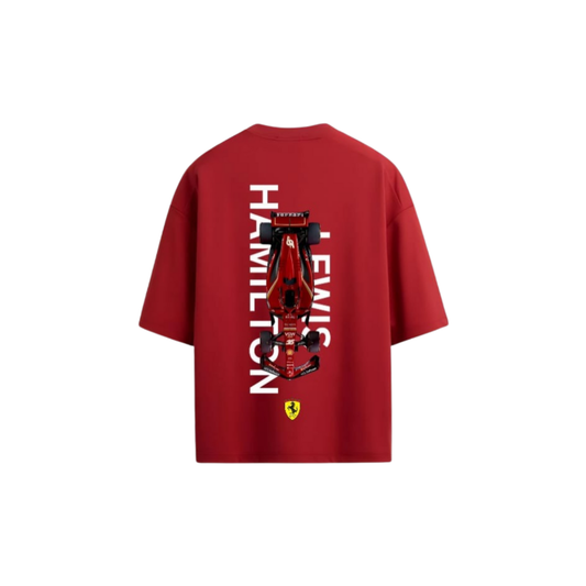 Lewis Hamilton Ferrari F1 T-Shirt - Oversized Drop Shoulder Premium Tee