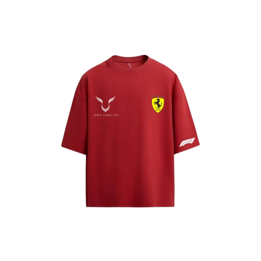 Lewis Hamilton Ferrari F1 T-Shirt - Oversized Drop Shoulder Premium Tee