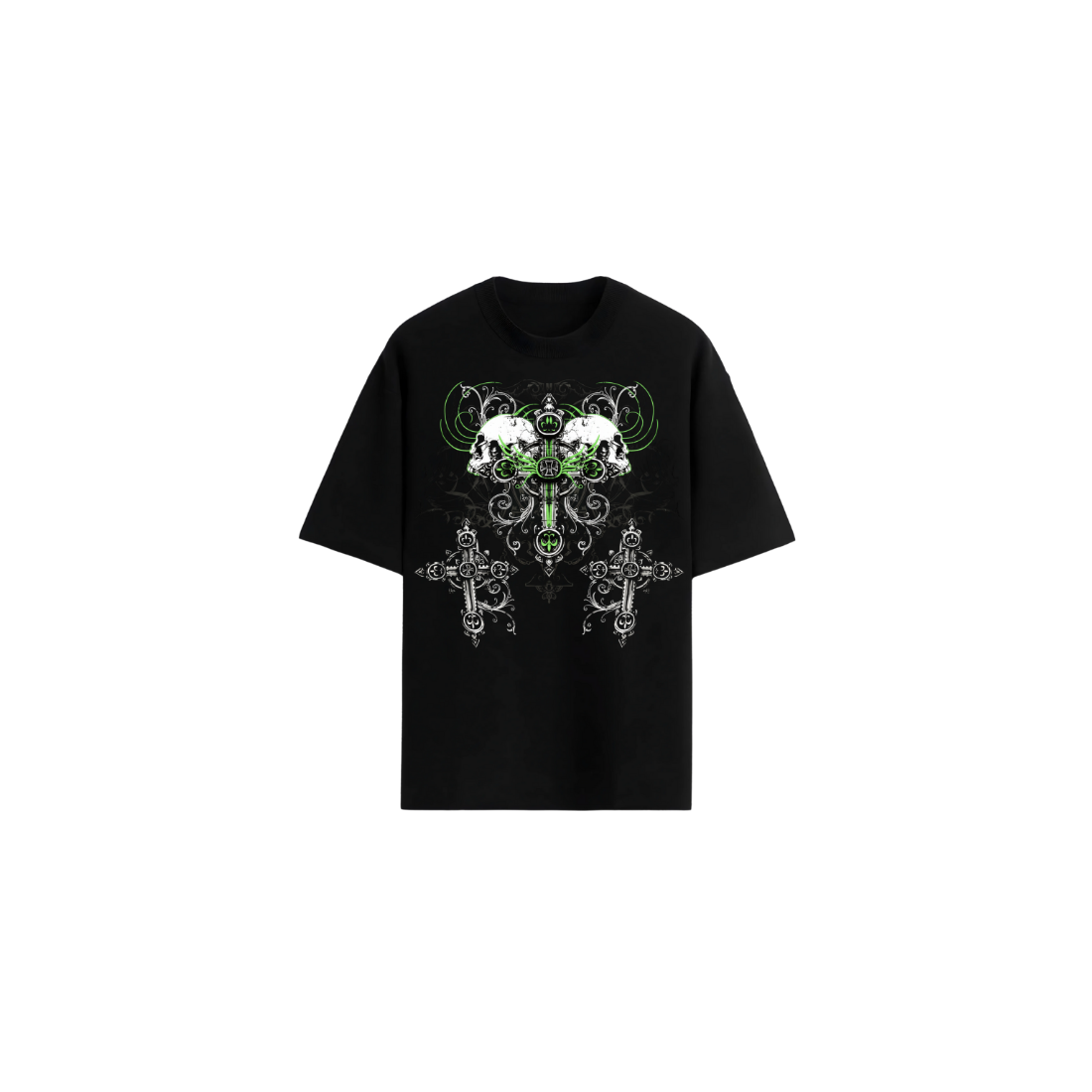 Gothic Skull Cross Oversized T-Shirt | Luxurious Heavyweight Tee
