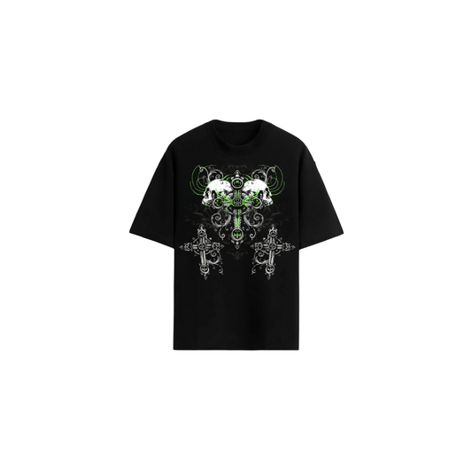 Gothic Skull Cross Oversized T-Shirt | Luxurious Heavyweight Tee