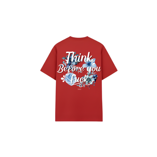 Red Floral Typography T-Shirt - Oversized Graphic Quote Tee