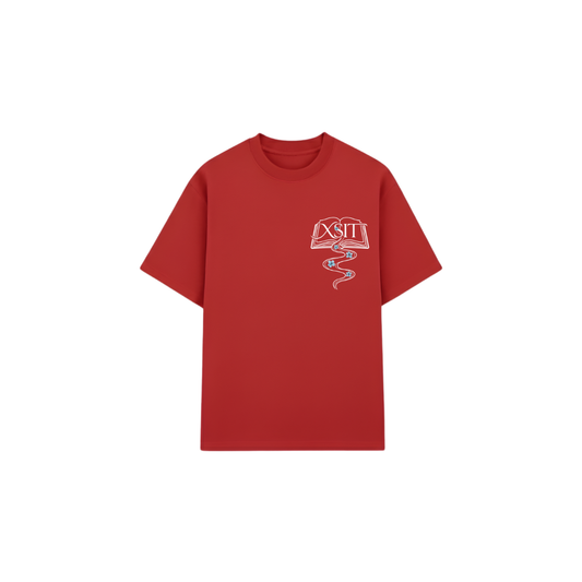 Red Floral Typography T-Shirt - Oversized Graphic Quote Tee