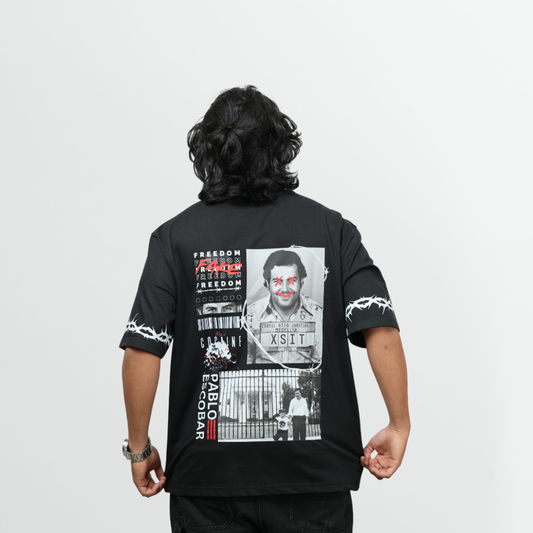 Oversized Pablo Escobar  - 240 GSM Drop Shoulder Black Color Tee