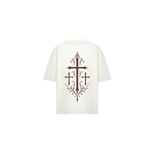 Luxurious Oversized Ornate Cross Tee | Premium Heavyweight Cotton