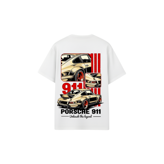 Oversized Drop Shoulder Porsche 911 T-Shirt - Premium Heavyweight Tee