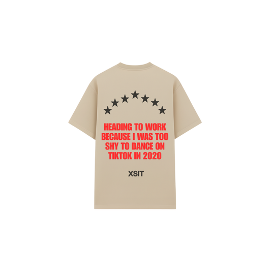 Sand Beige Minimalist T-Shirt - Oversized Custom Typography Tee